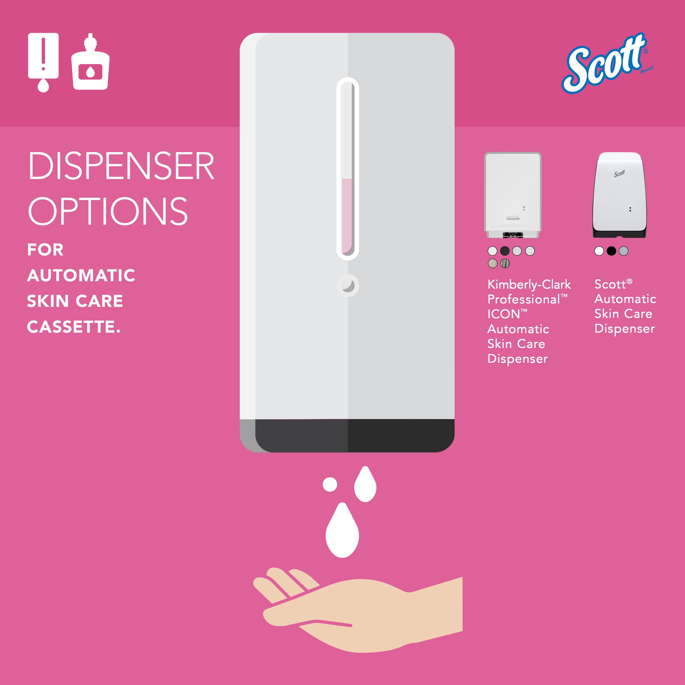 Scott Professional Foam Hand Soap with Moisturizers (91592), 1.2 L, Foaming, Pink, Floral Scent, Automatic Refills, for Kimberly-Clark Professional ICON Dispensers (2 Bottles)