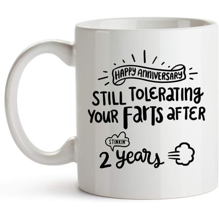 2 Year Anniversary Mug 11 Ounces Two Year Anniversary Coffee Mug for Him 2 Year Anniversary Cup for Boyfriend 2nd Wedding Anniversary Mug for Husband Second Anniversary
