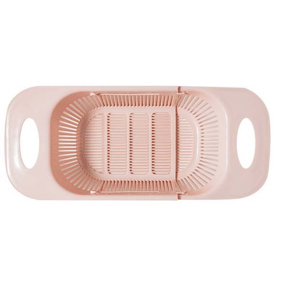 Over the Sink Expandable Colander - Wash Vegetables and Fruits, Drain Cooked Pasta and Dry Dishes - Extendable Strainer, Adjustable from 9.8 inches to 13.5 inches, Fits Most Kitchen Sinks, Pink