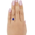 thumbnail image 4 of Pear Teardrop Bridal Ring Round Blue Sapphire CZ 925 Sterling Silver Size 9, 4 of 4