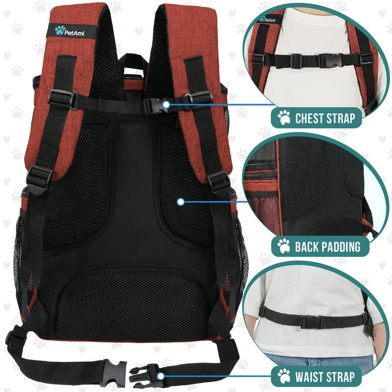 PetAmi Airline Approved Backpack Dog & Cat Carrier, Red