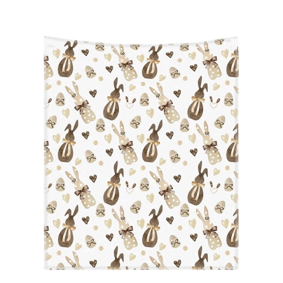 Jubipavy Blankets Easter Blanket Bunny Easter Eggs Print Stuffed Blanket Suitable For Sofa Bed Spring Holiday Decoration