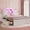 White with 4 Drawers, variant on Twin Size Bed with LED Lights & Charging Station for Girl , Upholstered Storage Headboard Platform Twin Size Princess Bed Frame, No Box Spring Needed,Noise-Free, Pink
