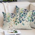 thumbnail image 2 of Blue Teal Botanical Pillow Covers Queen, Weeping Fall Eucalyptus Leaves Rustic Soft Brushed Breathable Throw Pillow Covers, Pillowcase with Zipper for Couch Sofa Bedroom Living Room 20"x30", 2 of 9