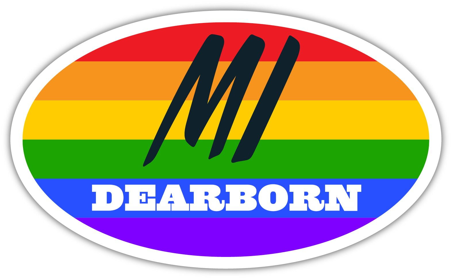 Dearborn MI Michigan Wayne County Rainbow Pride Flag 6 Stripes Pride Flag Euro Decal Bumper