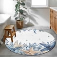 thumbnail image 3 of Blue Starfish Coastal Round Area Rug 4Ft Washable Circle Rugs for Bedroom Dining Room, Eucalyptus Summer Nautical Shell Ocean Non-Slip Carpet Floor Mats Indoor Outdoor Carpet Runner Home Decor, 3 of 8