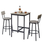 3-piece Dining Table Set,Counter Height Dining Set with Table and 2 Bar Chairs, Modern Small Dining Table Set, Countertop Kitchen Pub Set for Bar/Breakfast Nook/Dining Room/Living Room, JA1655