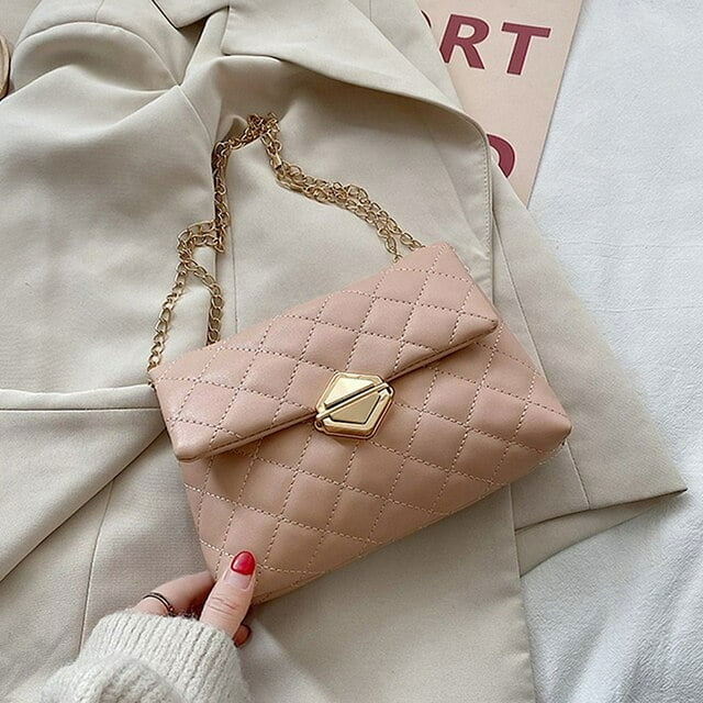 LHSHID Fashion Shoulder Crossbody Bag For Women Pu Leather Diamond Pattern Bag Female Designer Casual Solid Color Messenger Bag Purse