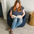 thumbnail image 4 of Milano Bean Bag Chair for Kids, Teens, Adults, Denim Cobalt Lenox, Durable Woven Polyester, 2.5 foot Refillable, 4 of 8