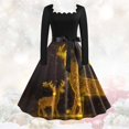 thumbnail image 1 of Vestido de Navidad Vintage de manga larga para mujer, cuello en V, estampado Floral, elegante, fiesta de Navidad, graduación, ropa de invierno, vestido Rockabilly, 1 of 5