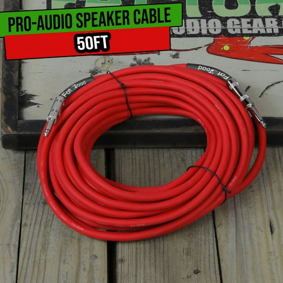 Speaker Cable 50ft Cord 1/4 Jack by Fat Toad PA Pro-Audio Stage Studio TS Wires