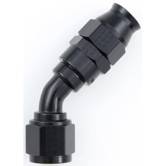 Hose Fitting #6 45 Deg PTFE Black