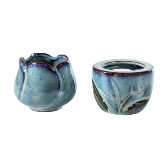 deevoka Split Ceramic Essential Oil Burner Tea Light Candle Holder Aroma Burner Ornament Versatile Melt Burner for Office Desktop