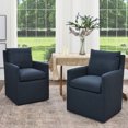 thumbnail image 4 of KINWELL 25" Wide Upholstered Dining Chairs with Casters Set of 2, Modern Performance Fabric No Assembly Down Cushion Rolling Dining Armchair for Kitchen Dining Room (Indigo), 4 of 9