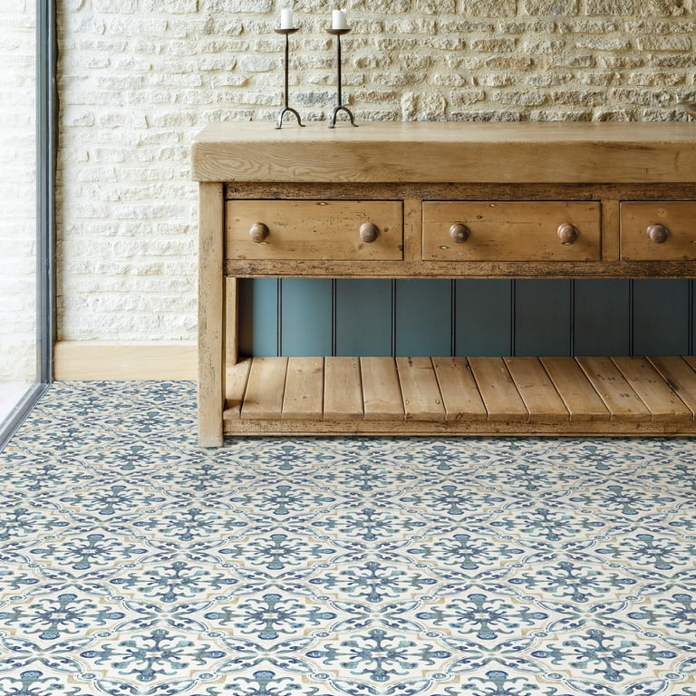 FloorPops Virgin Vinyl Blue FP3299 Tuscan Peel & Stick Floor Tiles FloorPops Virgin Vinyl Blue FP3299 Tuscan Peel & Stick Floor Tiles