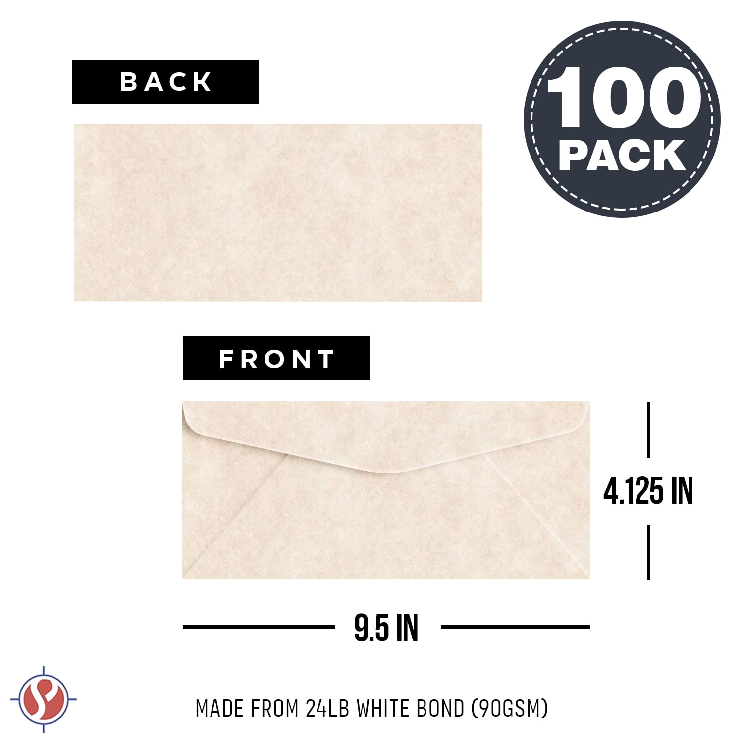 Natural Cream #10 Parchment Business Envelopes – Perfect for Invitations, Greetings, Holiday, Office, Invoices, Letters, Mailings | 4 1/8 x 9 1/2 inches | 100 per Pack