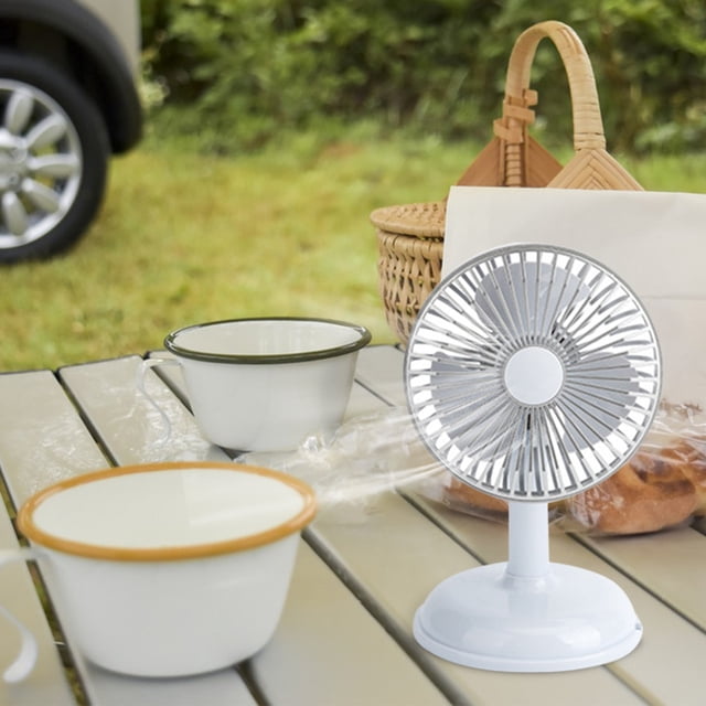 Desktop Charging Fan USB Charging Portable Small Fan Retro Desk Style Fan With Battery,(Light Blue)
