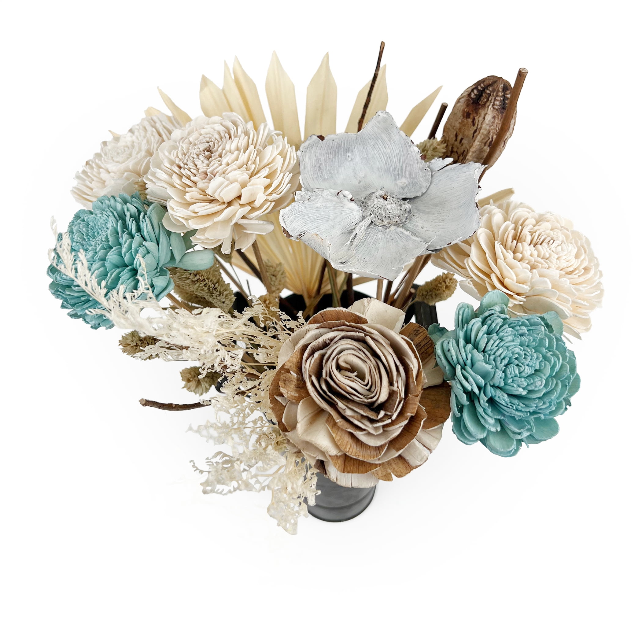 18" Botanical Avenue Luna Bouquet Aqua Blue, dried flowers, floral arrangement, preserved flower bouquet, boho home décor, everlasting flowers, blue dried bouquet, floral centerpiece,  handmade