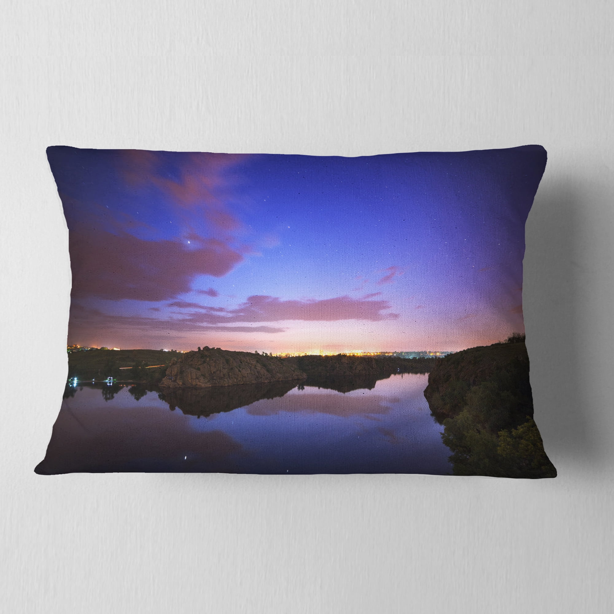 Designart Stars and Clouds Reflection - Landscape Photography Throw Pillow - 12x20