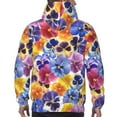 thumbnail image 7 of Lsque The Garden Tricolor Pansy Flower Pattern Casual Men's Hoodie,Hooded Sweatshirt with Kangaroo Pocket,Pullover Hoodie-Small, 7 of 7