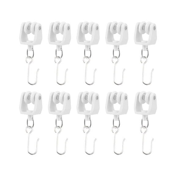 Shipiny Ceiling Curtain Track Roller Hook Set, Wear Resistant Drawer Pulley Hooks, Durable Sliding Track Accessory for Curtain Drawer Home Decoration, White