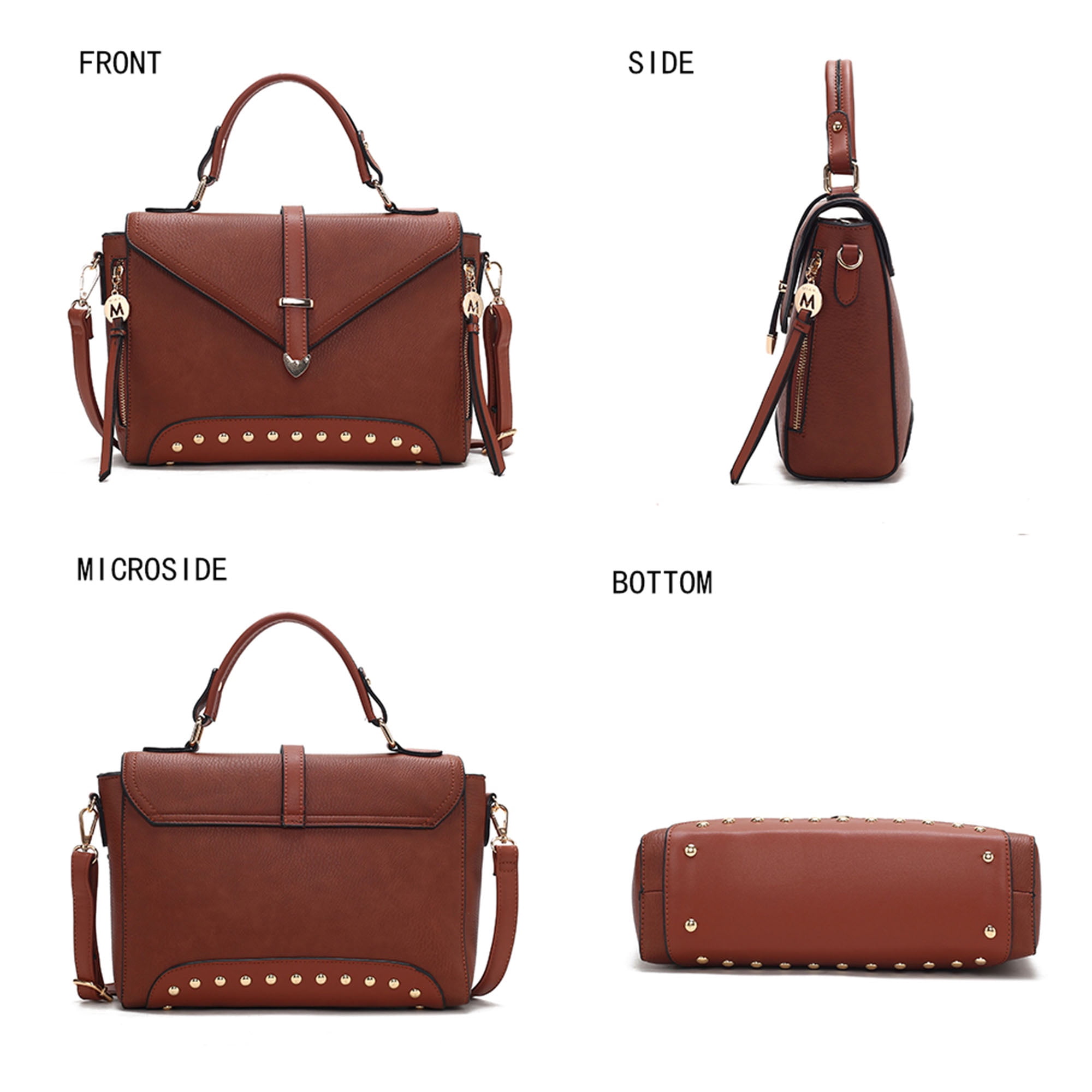 MKF Collection Angela Women Satchel Bag Vegan Leather, Crossover Purse Handbag by Mia K - Blush