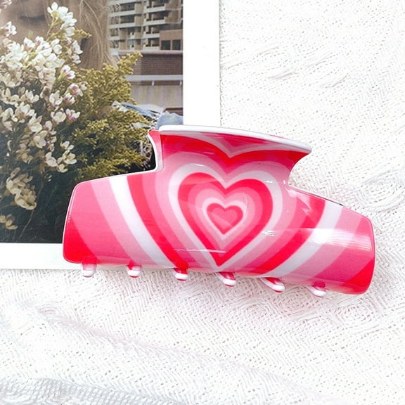 10pcs Gradient color Heart Pattern Acrylic Shark Hair Clips Claw Hair Clips for Women Hot Pink 87x42x47mm