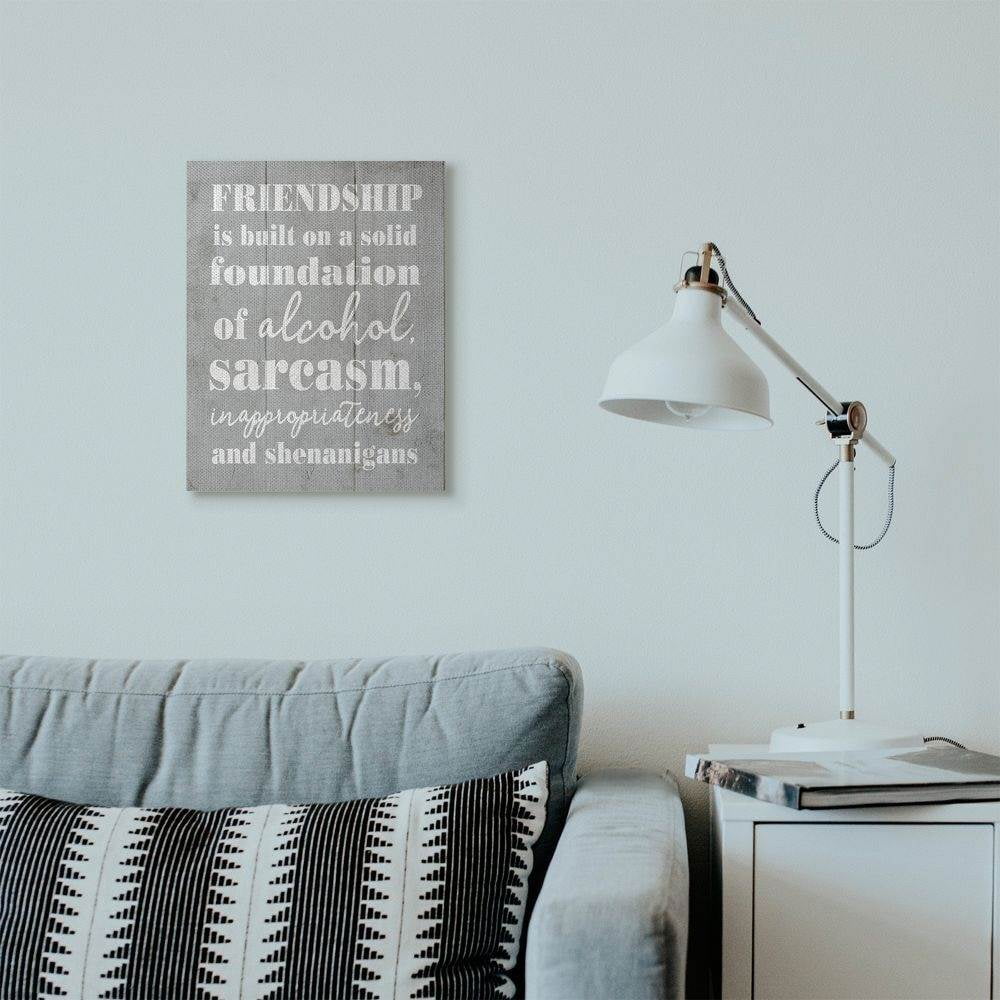 Stupell Industries Friendship Shenanigans Funny Family Grey Word Design Canvas Wall Art by Daphne Polselli