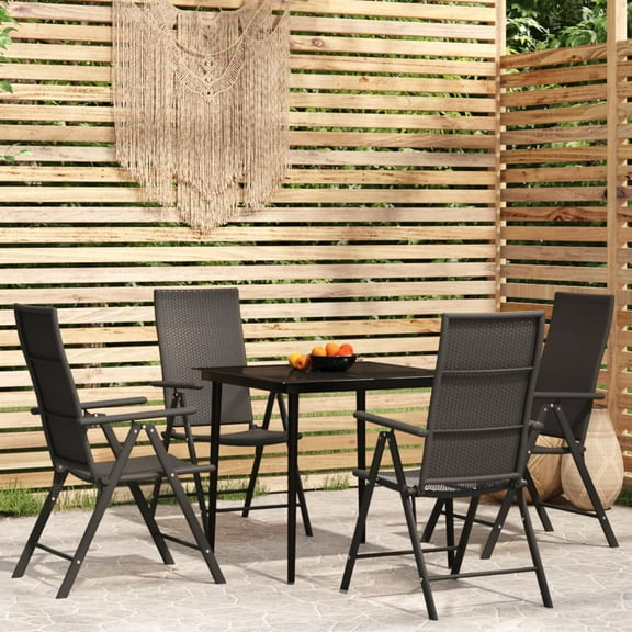 vidaXL Patio Dining Set Black Outdoor Furniture 3/5/7/9 Piece Multi Sizes