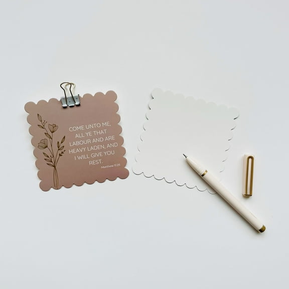 Pearls of Parchment Scalloped Edge Bible Verse Notecard Set – Mauve Scripture Cards for Encouragement, Gifting & Journaling