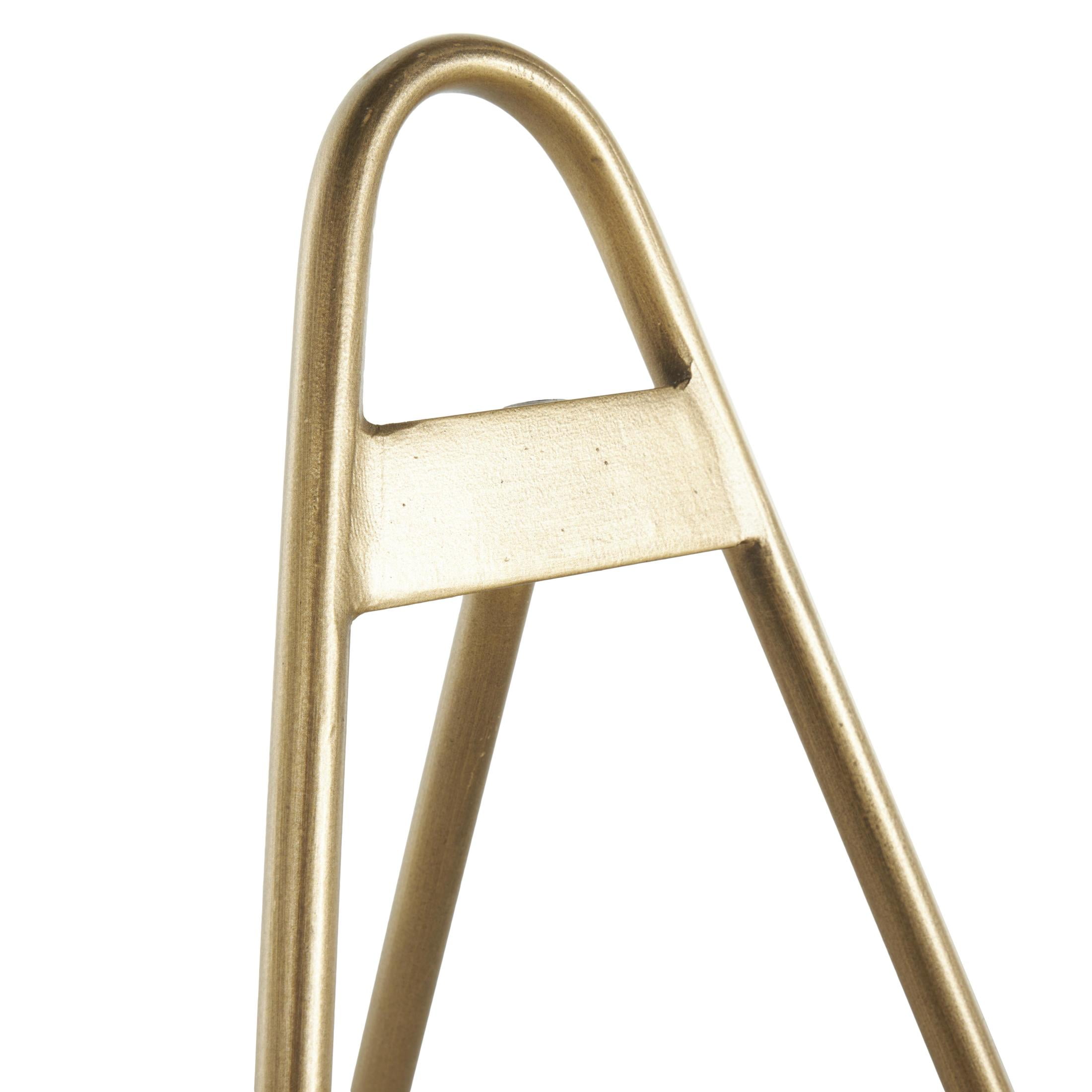 DecMode 8"W, 12"H Gold Metal Arched Tabletop Foldable Leaf Easel with Vine Emblem, 2-Pieces