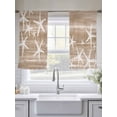 thumbnail image 4 of Brown Coastal Sheer Curtains 54 Inch Length 2 Panels Set, Summer Ocean Waves Ombre Sea Starfish Voile Window Treatment Rod Pocket Short Kitchen Curtains Drapes for Bedroom 52"x54"x2, 4 of 7