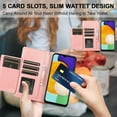 thumbnail image 2 of Wallet Case for Samsung Galaxy S22 Series, 5 Card Slots Protective Case Magnetic Closure Zipper Pocket Handbag PU Leather Flip Folio Case with Wrist Strap TPU Kickstand Full Protection Cover, 2 of 18