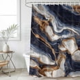 thumbnail image 4 of Blue Brown Bathroom Shower Curtains with 12 Hooks Polyester Waterproof Shower Curtain for Stalls and Bathtubs Modern Abstract Art Decorative Bathroom Privacy Curtain 72x78 Inches, 4 of 8