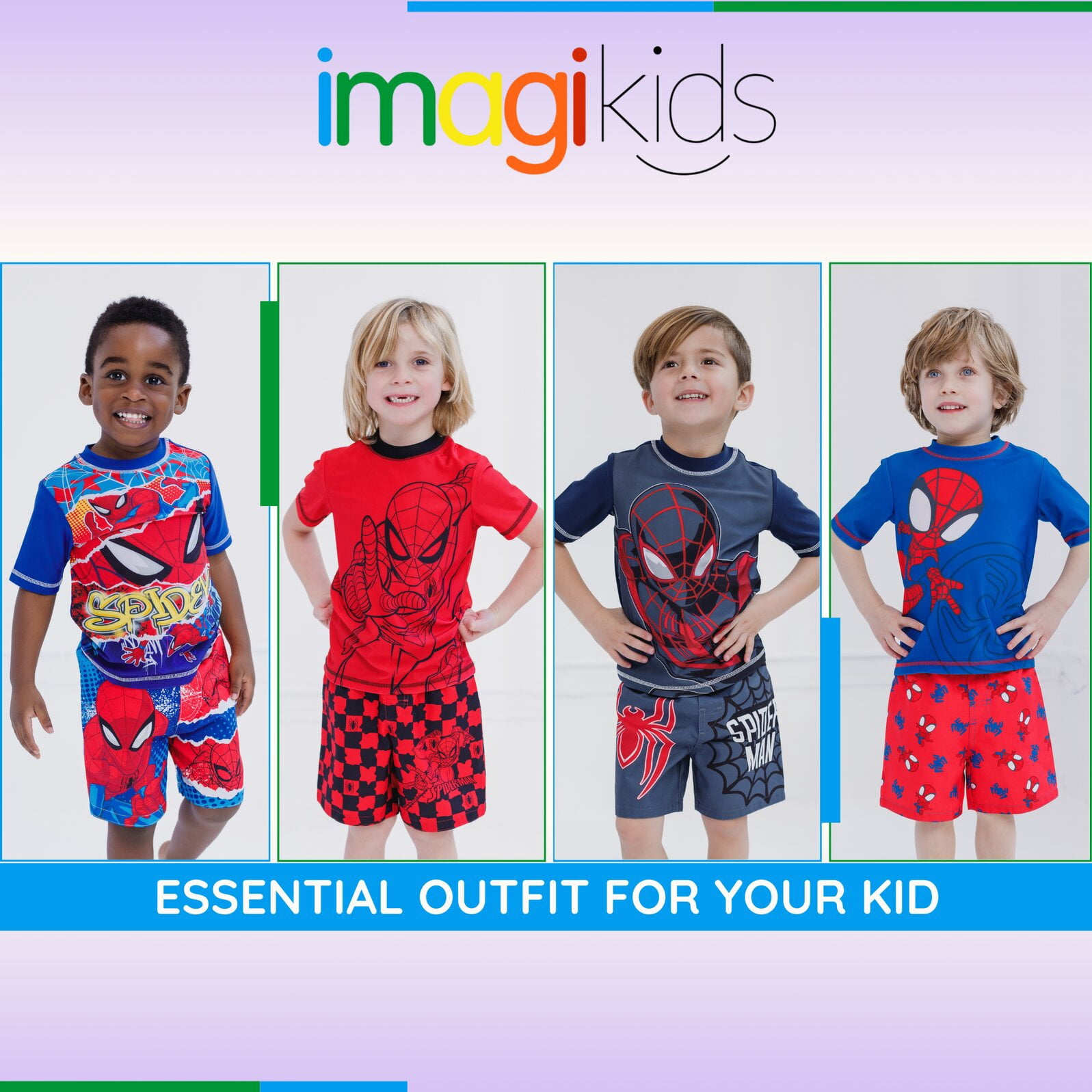 Marvel Spider-Man Little Boys' Swimwear 2-Piece Rashguard and Swim Trunks Set Spider Man Graffiti