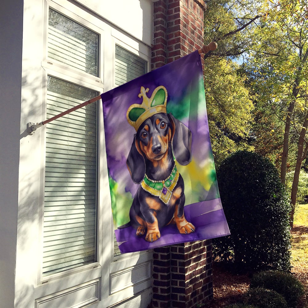 Dachshund King of Mardi Gras House Flag 28 in x 40 in