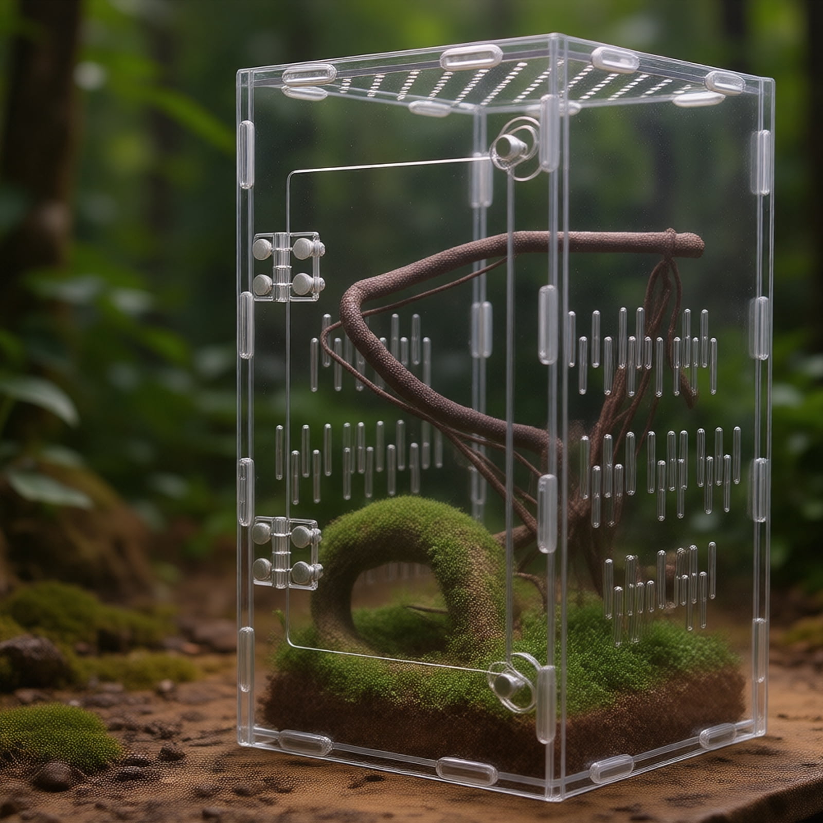 Acrylic Reptiles Enclosure House with Impacts Resistant Full Visual and AirflowS for Health Pet Habitats Terrariums