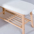 thumbnail image 5 of Tufted Fabric Bench Ottoman Bench, White, 5 of 7