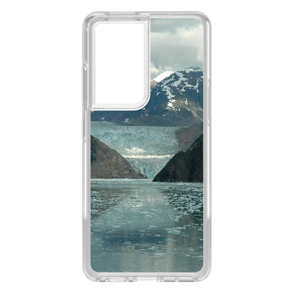 DistinctInk Clear Shockproof Hybrid Case for Galaxy S21 ULTRA 5G (6.8" Screen) - TPU Bumper, Acrylic Back, Tempered Glass Screen Protector - Tracy Arm Fjord Alaska