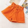thumbnail image 5 of NAISIBABY Girls Denim Shorts, Ruffles High Rise Soft Stretch with Pockets Summer Fashion Jean Shorts Orange Size 10, 5 of 6
