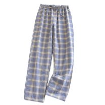 SWSMCLT Women's Plaid Pajamas Bottoms Printed Pj Sleep Pants Lightweight Soft Oversized Lounge Sleeping Blue Small