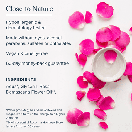 Heritage Store Rosewater & Glycerin Hydrating Facial Mist, for Dry Combination Skin Care, Rose Water Spray for Face with Vegetable Glycerine, Made Without Dyes or Alcohol, Vegan & Cruelty Free, 4oz