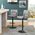 thumbnail image 2 of Duhome Velvet Bar Stools with Back Set of 2 Adjustable Barstools Counter Stools with Arms Modern Counter Height Bar Chairs Kitchen Stools, Gray, 2 of 9