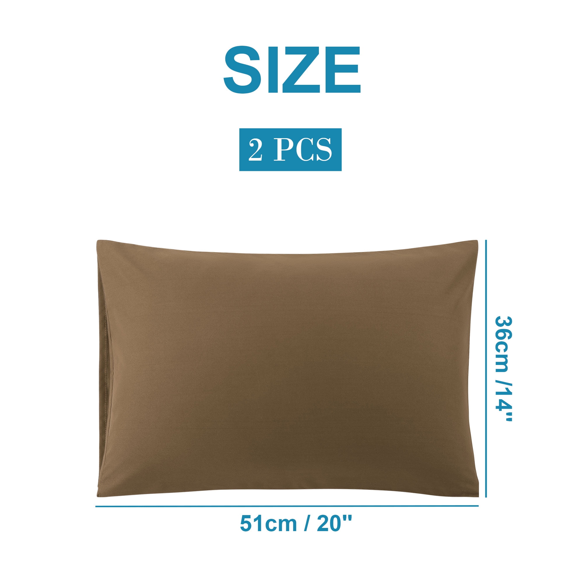Unique Bargains 4-Pack Solid Microfiber Pillowcases Brown Standard(20"x26")