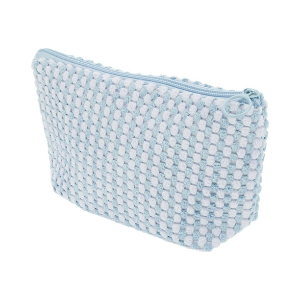 1 Pc Bolsa de Maquillaje Trapezoidal para Mujeres para Vacaciones Actividades al Aire Libre Viaje de Felpa Azul