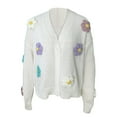 thumbnail image 6 of Womens Ribbed Knit Cardigan Embroidery Detail Button Front Open Sweater Coat, 6 of 7