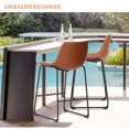 thumbnail image 5 of CRISSCROSSCHAIRS Counter Height Bar Stools Set of 2, Modern Faux Leather Barstools with Back, Metal Legs, 26 inch Seat Height, 5 of 8