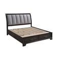 thumbnail image 3 of 3pc Modern Glam Style Upholstery HB LED Light Charcoal Panel Queen Size Bed Set, 3 of 4