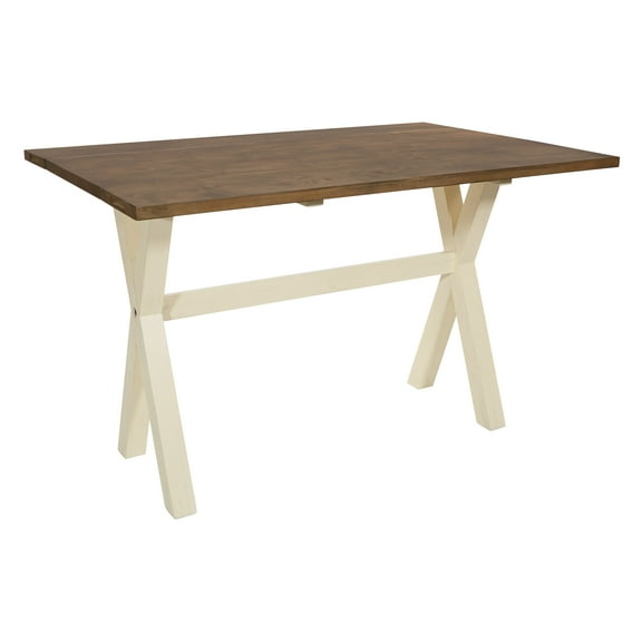 Albury Flip Top Table with Antique White Base and Wood Brown Stain Top