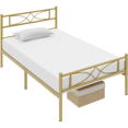 thumbnail image 2 of Renwick Julian Curved Design Metal Platform Twin XL Bed, Antique Gold, 2 of 8
